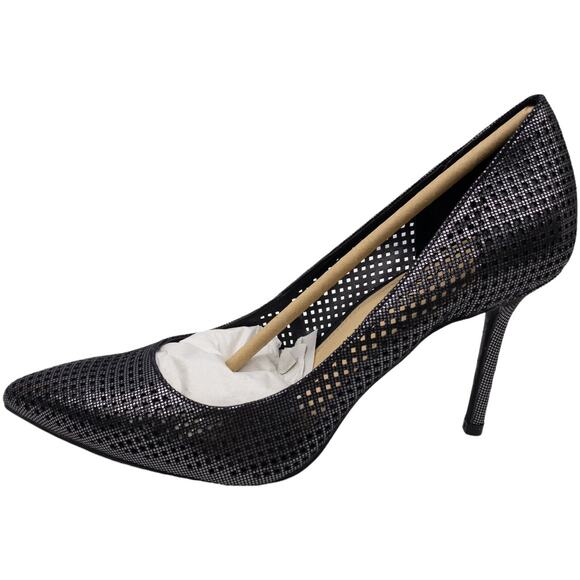 Katy Perry Black Metallic Sissy Dot Mesh Pointed Toe Dress Heels Pumps 8 - Picture 1 of 14